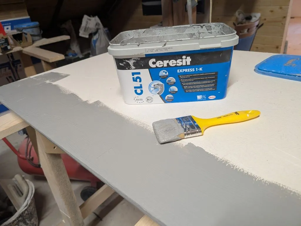 Waterproofing the shelf board.