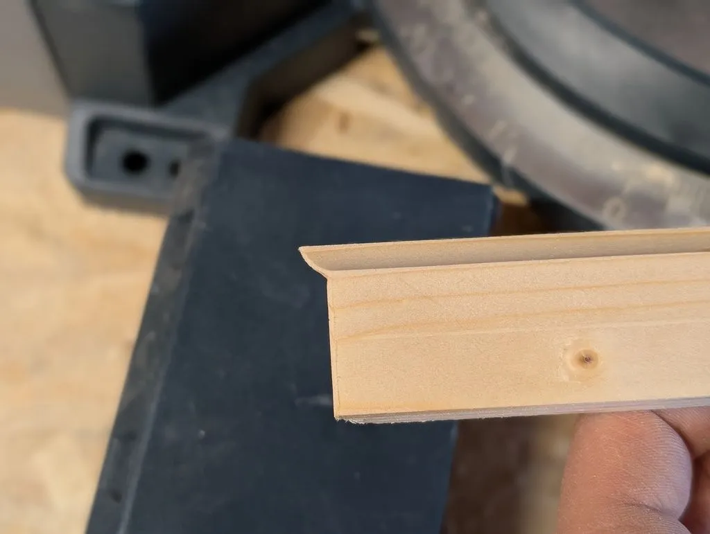 A coped end used to make an interior corner.