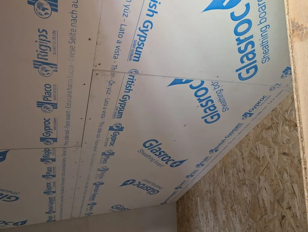 Completed ceiling drywall installation.