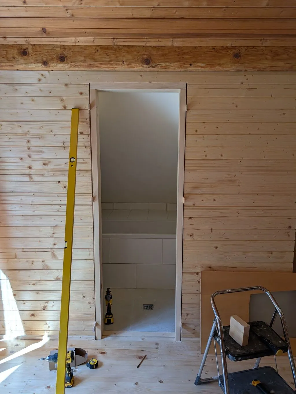 The completed jambs for the bathroom door.