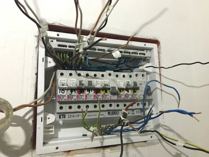 Breakers and busbar installed in the new panel