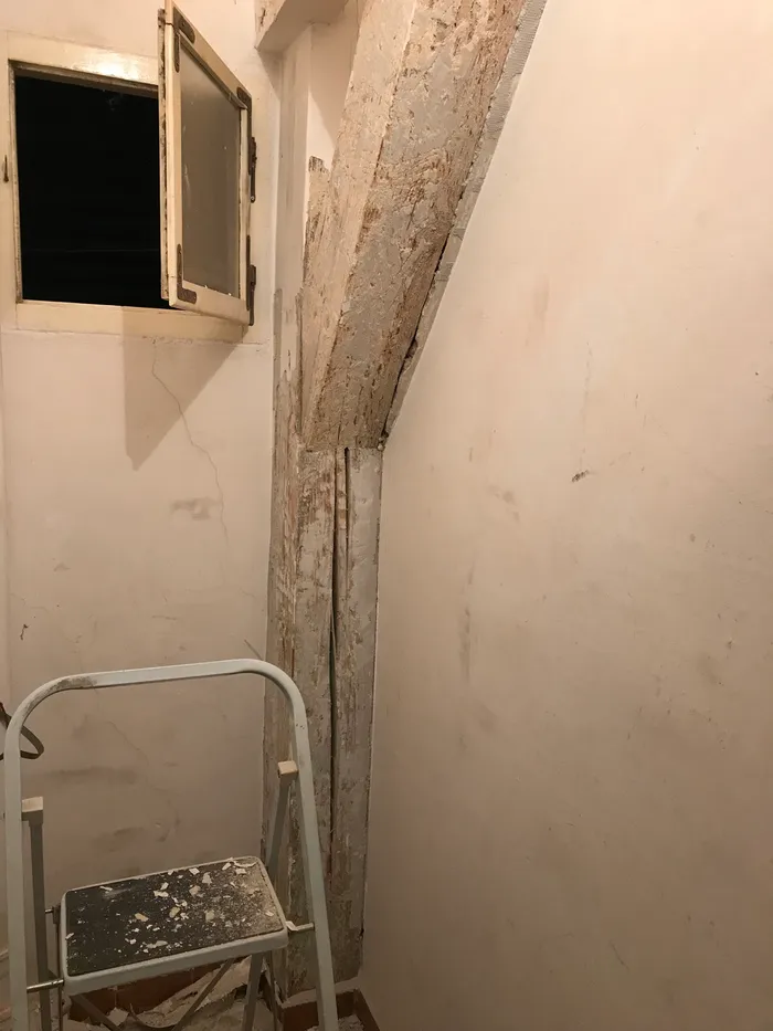 The timbers after scraping off the bulk of the coating.